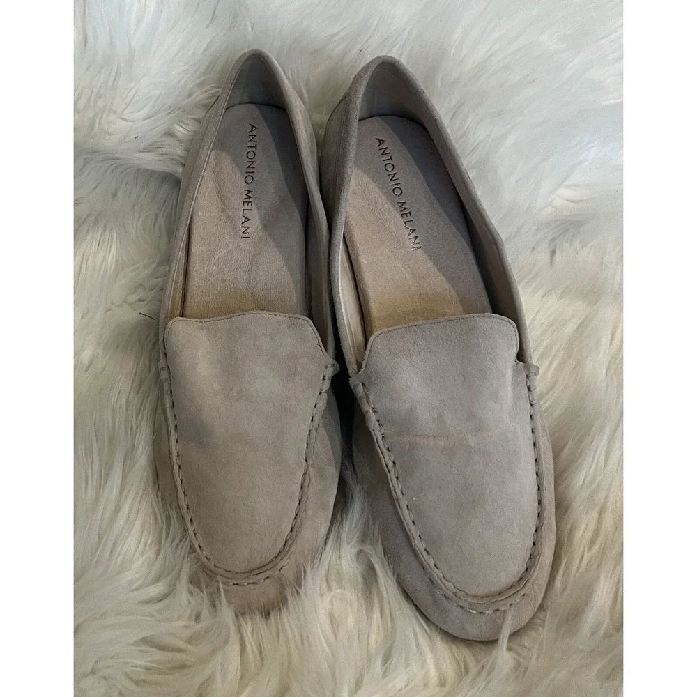 Antonio‎ Melani Taupe Suede Loafers Women's 8.5 Slip On Comfort Shoes Flat